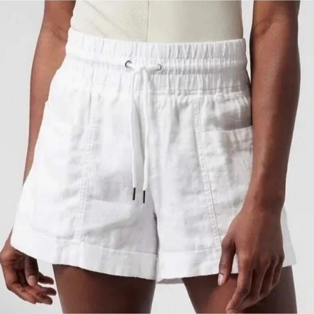 Athleta 2 Cabo White Linen Shorts Comfort Travel Lightweight Holiday Coastal